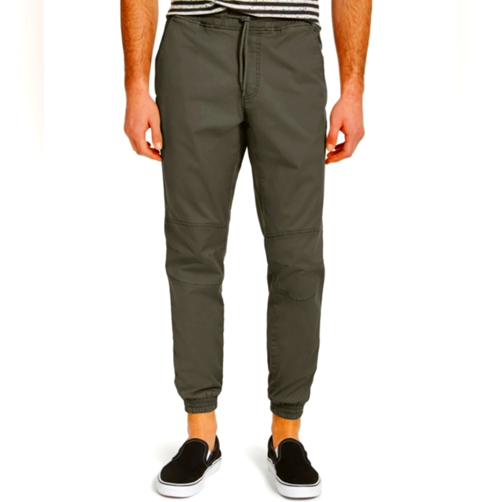 SUN + STONE Men's Articulated Olive Green Jogger Pants